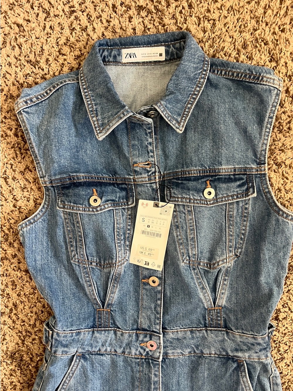 NWT Zara Womens Denim Jean jumpsuit overalls size Small - Picture 3 of 6
